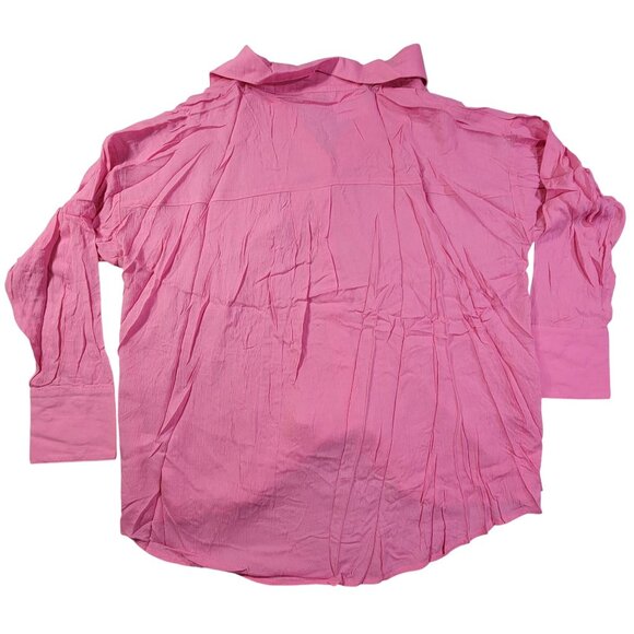 GeeGee Ultra Soft Lightweight Button Up Long Sleeve Top Pink Shirt Womens M New - Picture 2 of 9